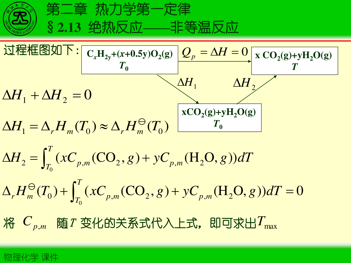 图2-7 绝热反应能量衡算流程图